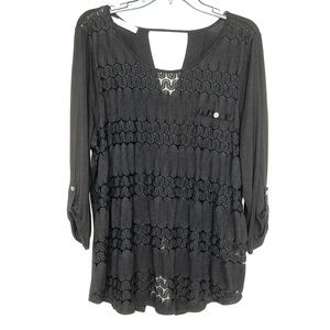 Maurices Black Lace Front / V-Back Top Size 2x